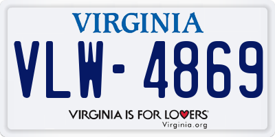 VA license plate VLW4869