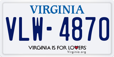 VA license plate VLW4870