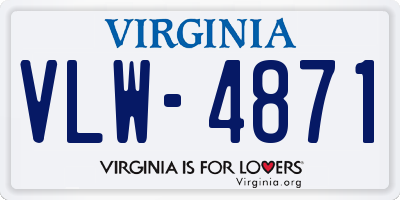 VA license plate VLW4871