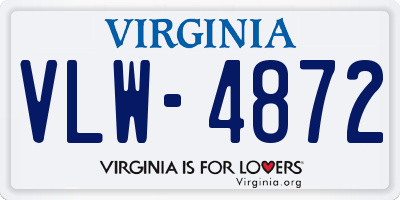 VA license plate VLW4872