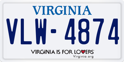 VA license plate VLW4874