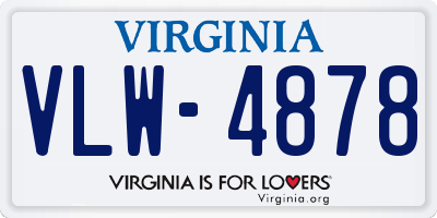 VA license plate VLW4878