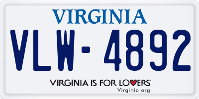 VA license plate VLW4892