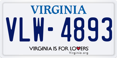 VA license plate VLW4893