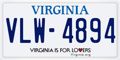 VA license plate VLW4894