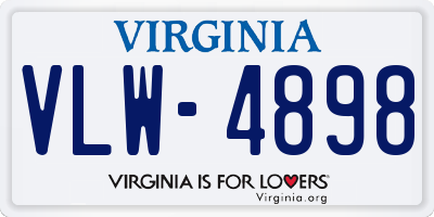 VA license plate VLW4898