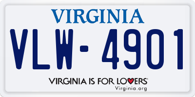 VA license plate VLW4901