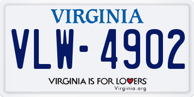 VA license plate VLW4902