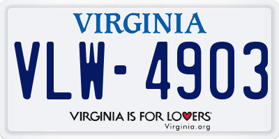 VA license plate VLW4903