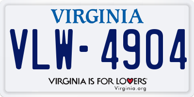 VA license plate VLW4904