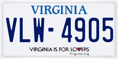 VA license plate VLW4905