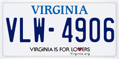 VA license plate VLW4906