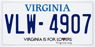 VA license plate VLW4907