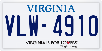 VA license plate VLW4910