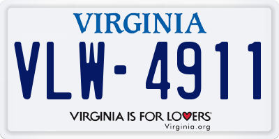 VA license plate VLW4911