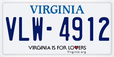 VA license plate VLW4912