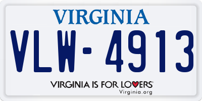 VA license plate VLW4913