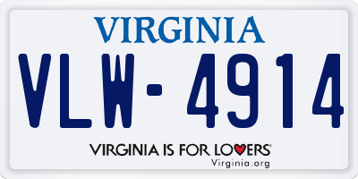 VA license plate VLW4914