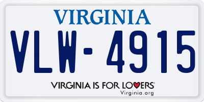 VA license plate VLW4915