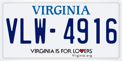 VA license plate VLW4916