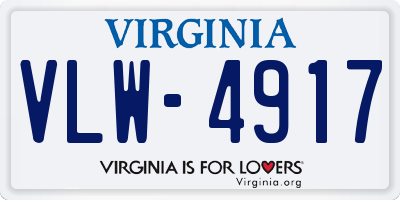 VA license plate VLW4917