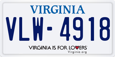 VA license plate VLW4918