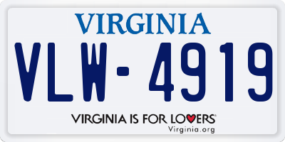 VA license plate VLW4919