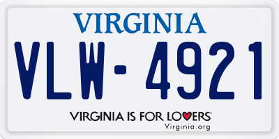 VA license plate VLW4921