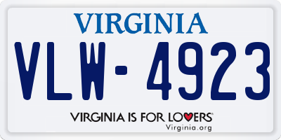 VA license plate VLW4923