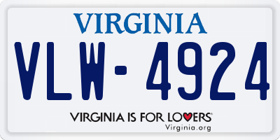 VA license plate VLW4924