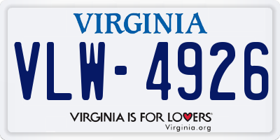 VA license plate VLW4926