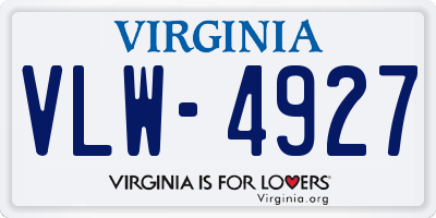 VA license plate VLW4927