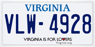 VA license plate VLW4928