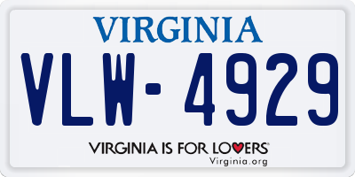 VA license plate VLW4929