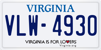 VA license plate VLW4930