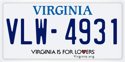 VA license plate VLW4931