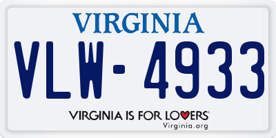 VA license plate VLW4933