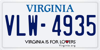 VA license plate VLW4935