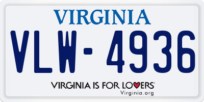 VA license plate VLW4936