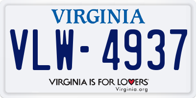 VA license plate VLW4937