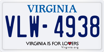 VA license plate VLW4938