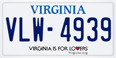 VA license plate VLW4939