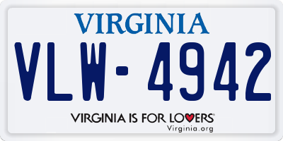 VA license plate VLW4942