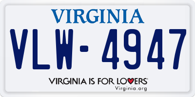 VA license plate VLW4947