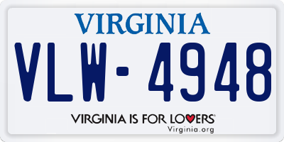 VA license plate VLW4948