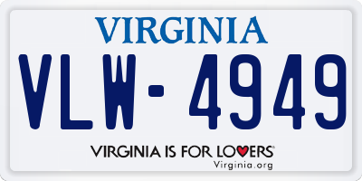 VA license plate VLW4949