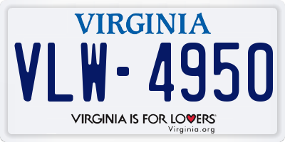 VA license plate VLW4950