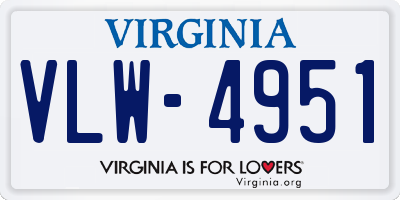 VA license plate VLW4951