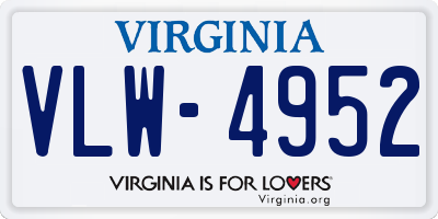 VA license plate VLW4952