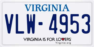 VA license plate VLW4953